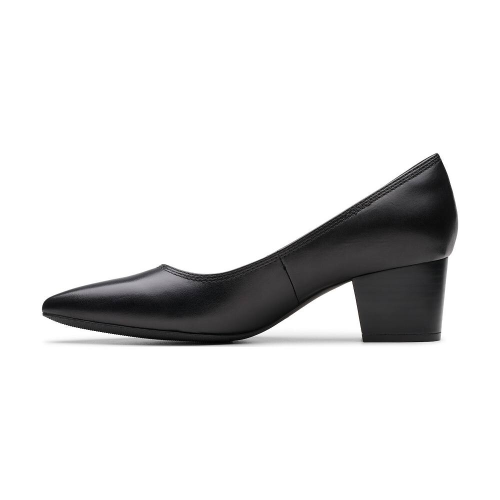 Женские кожаные туфли Clarks Ellanie Hope на блочном каблуке, цвет Black Suede — фото 3