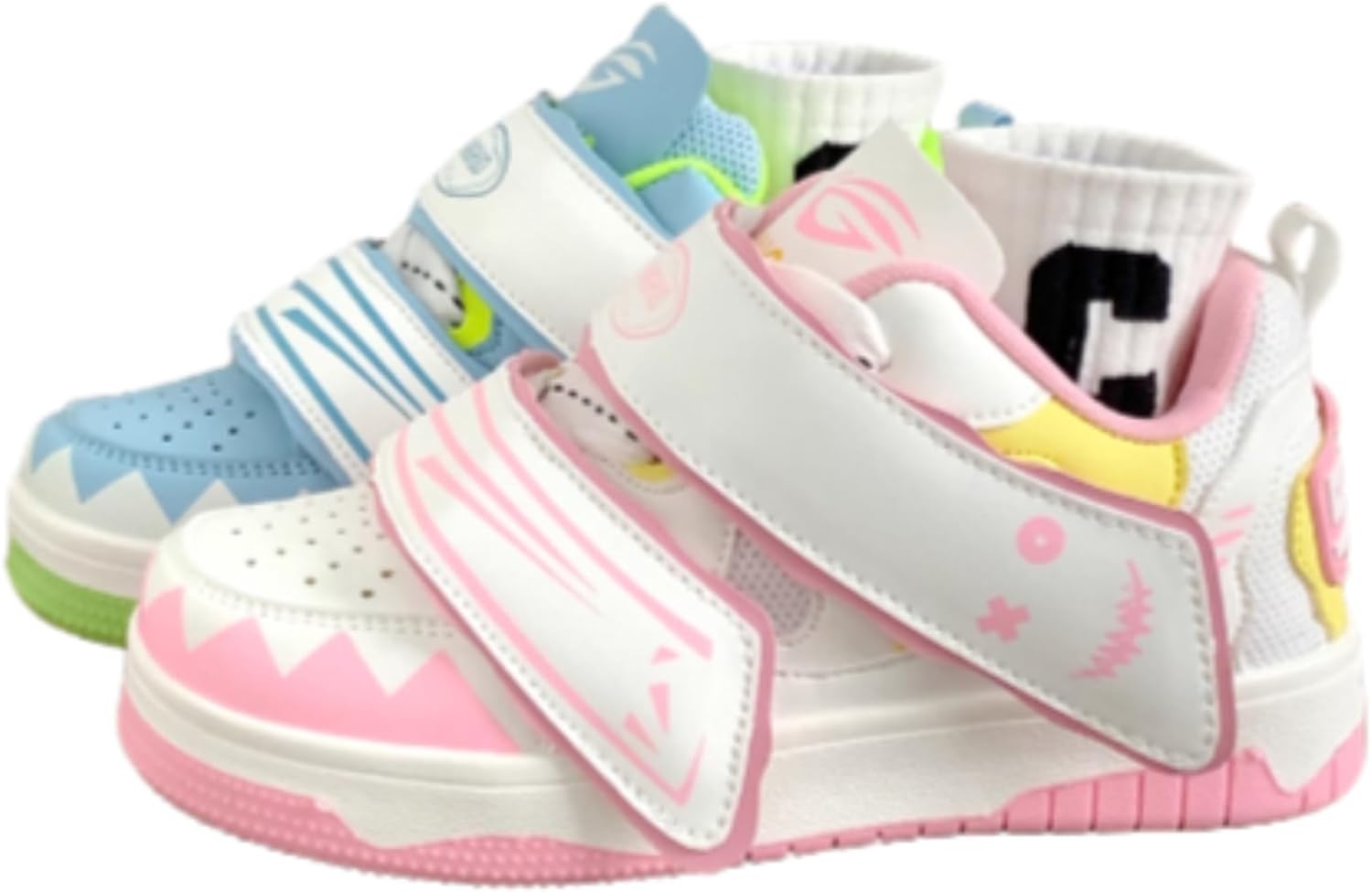 

Массивные кроссовки на платформе Шнуровка с крючком и петлями Радужные вибрации для женщин Мужчин Милые круглые носки, дышащие повседневные спортивные туфли Zqw, синий/розовый