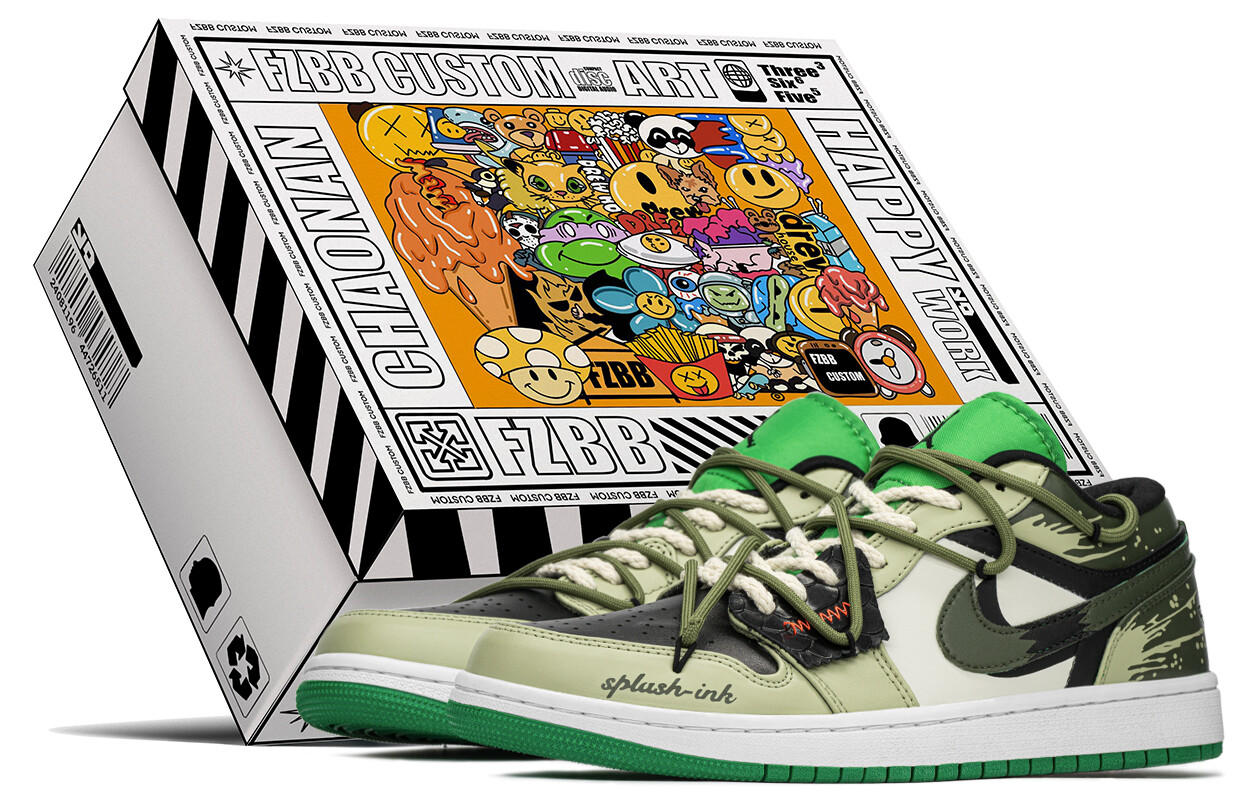 

Кроссовки Air Jordan 1 Vintage Basketball Shoes Men Low-top Black/green, черный/зеленый