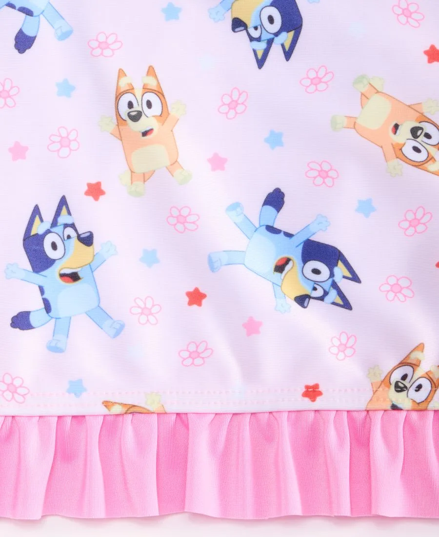 Детский купальник-танкини с принтом, размер 4-6XL, комплект из двух частей Bluey, розовый — фото 3