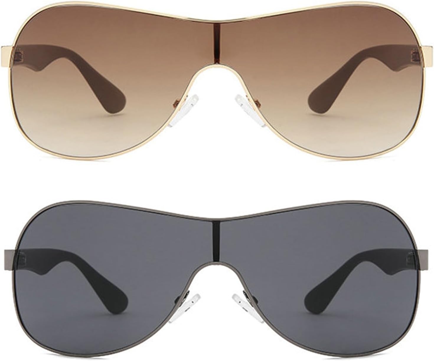 

Willochra — большие цельные солнцезащитные очки-щит для женщин, уникальные солнцезащитные очки для мужчин в стиле ретро, ​​очки-пилот с градиентным переходом цвета, Black+tea