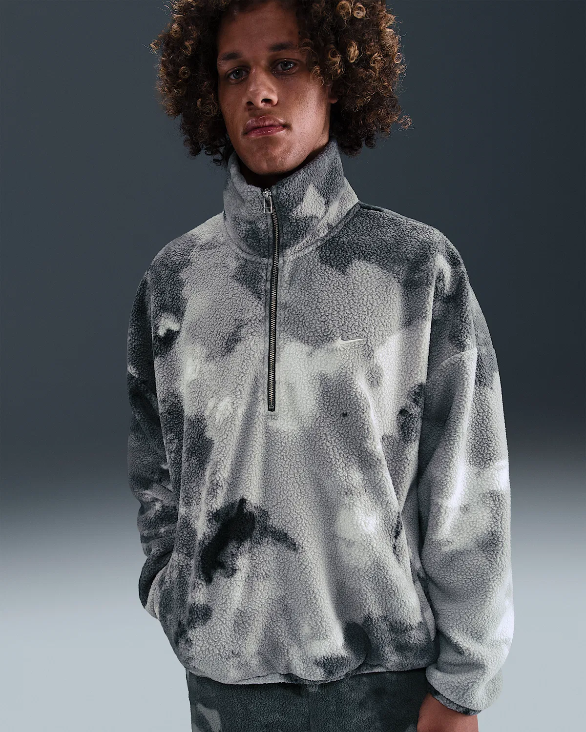 Мужская куртка Nike Therma-FIT с полузастежкой-молнией, Iron Grey/Pale Ivory