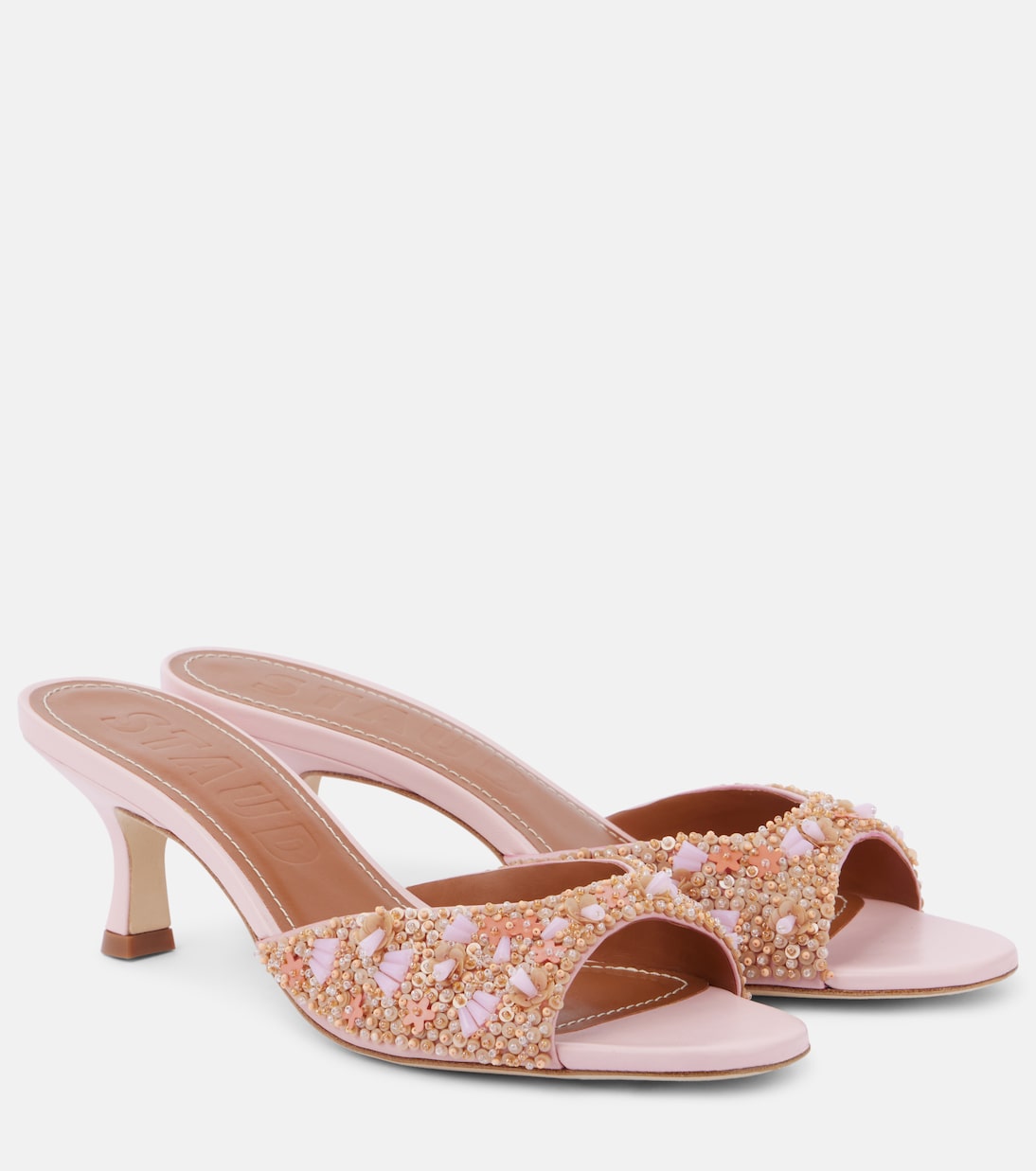 Биргитте бисерные мюли Staud, Pink Embellished