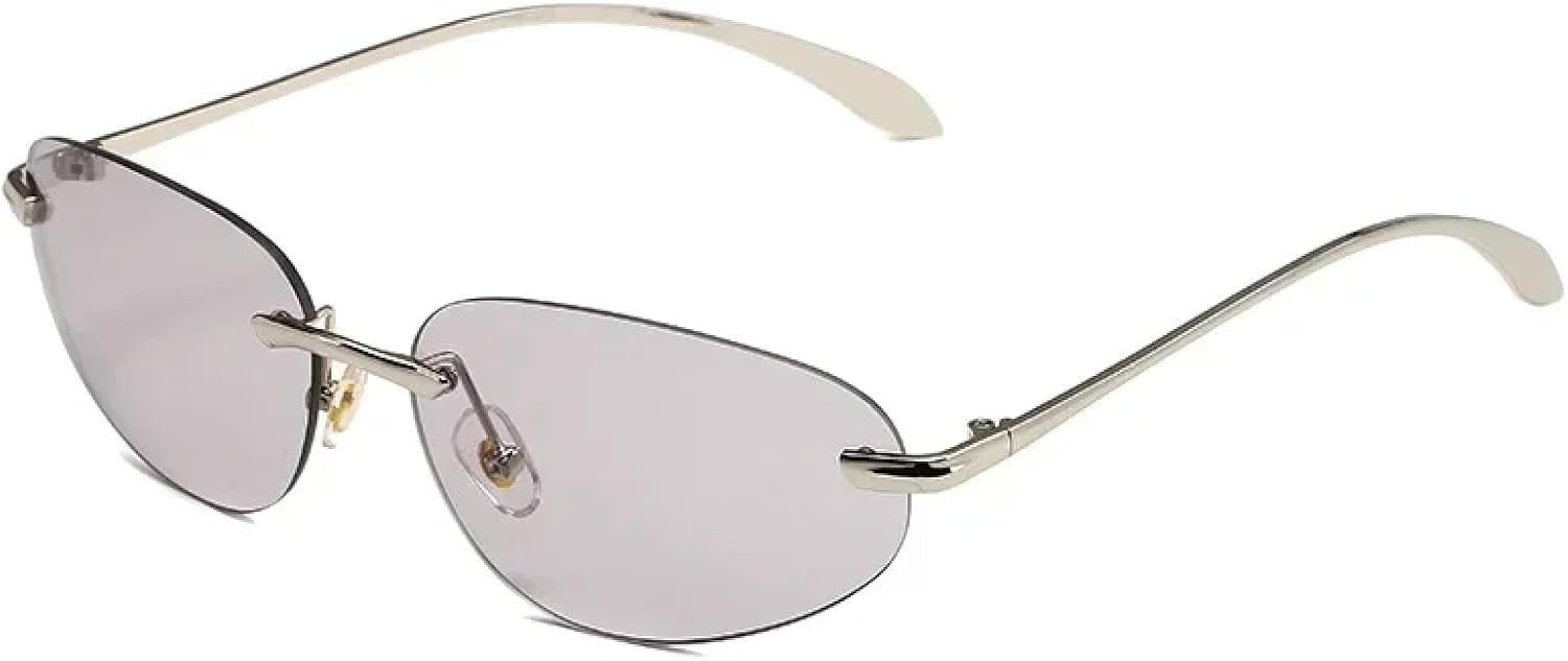 

Солнцезащитные очки с защитой от УФ-излучения UV400 | Без оправы с металлическими заклепками в стиле панк | Для женщин и мужчин, для занятий спортом на открытом воздухе и вождения DSVIGF, Light Gray