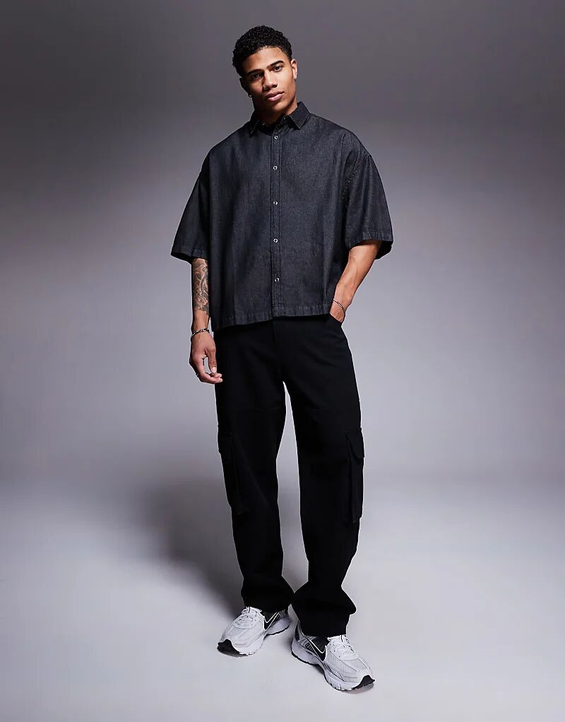 

Свободная джинсовая рубашка черного цвета ASOS DESIGN