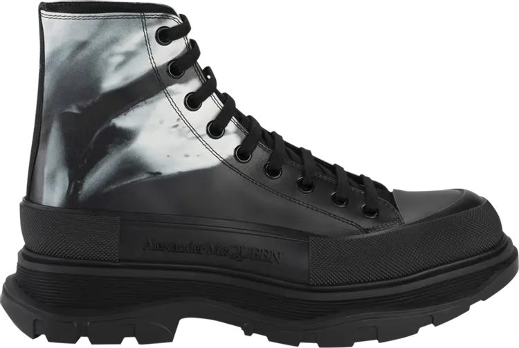 

Кроссовки Alexander McQueen Tread Slick Boot 'Solarised Flower - Black', черный, Серый, Кроссовки Alexander McQueen Tread Slick Boot 'Solarised Flower - Black', черный