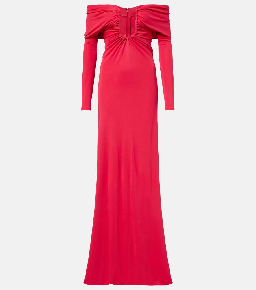 

Платье с арочным вырезом ладони и сборками Christopher Esber, Cranberry