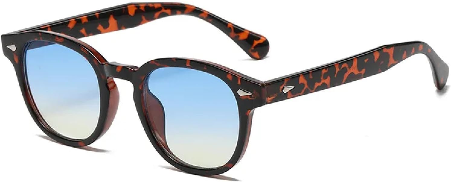 

Круглые солнцезащитные очки для женщин и мужчин, с заклепками, черепаховой оправы, очки для вождения, леопардовый принт, синие очки, защита от УФ-излучения UV400 DSVIGF, Leopard Blueyellow