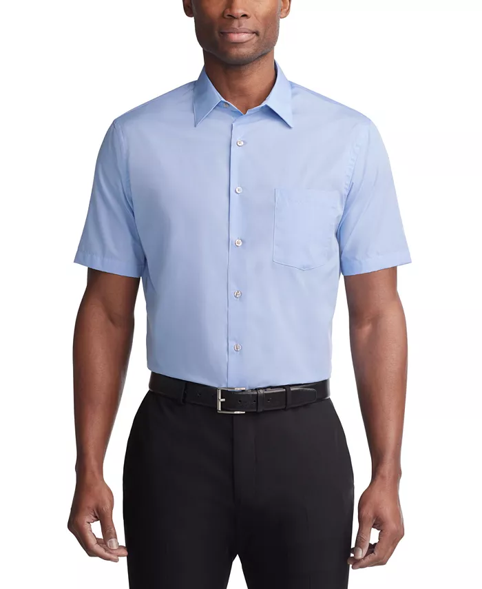 

Рубашка из однотонного поплина с коротким рукавом Van Heusen, синий