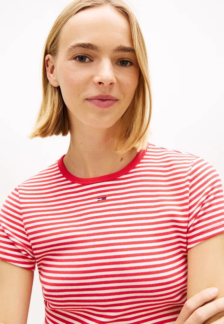 Водолазка облегающая ребристая, Tommy Jeans Tommy Hilfiger, красный — фото 3