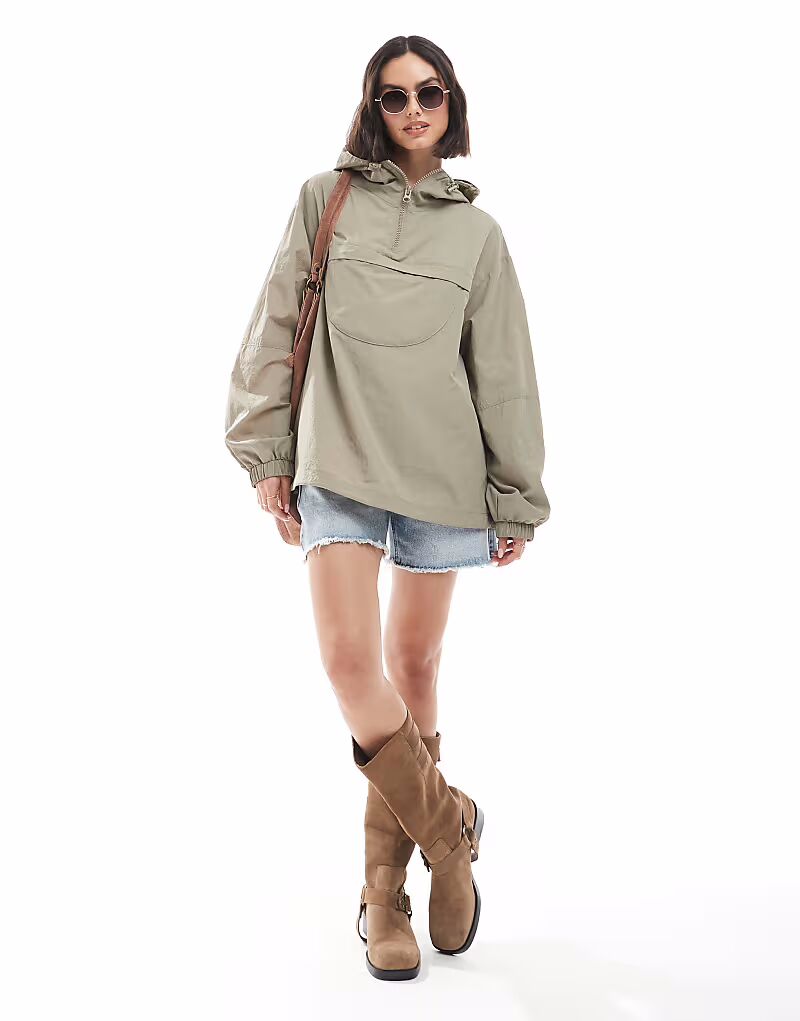 

Куртка-дождевик ASOS DESIGN pac-a-mac в цвете шалфей