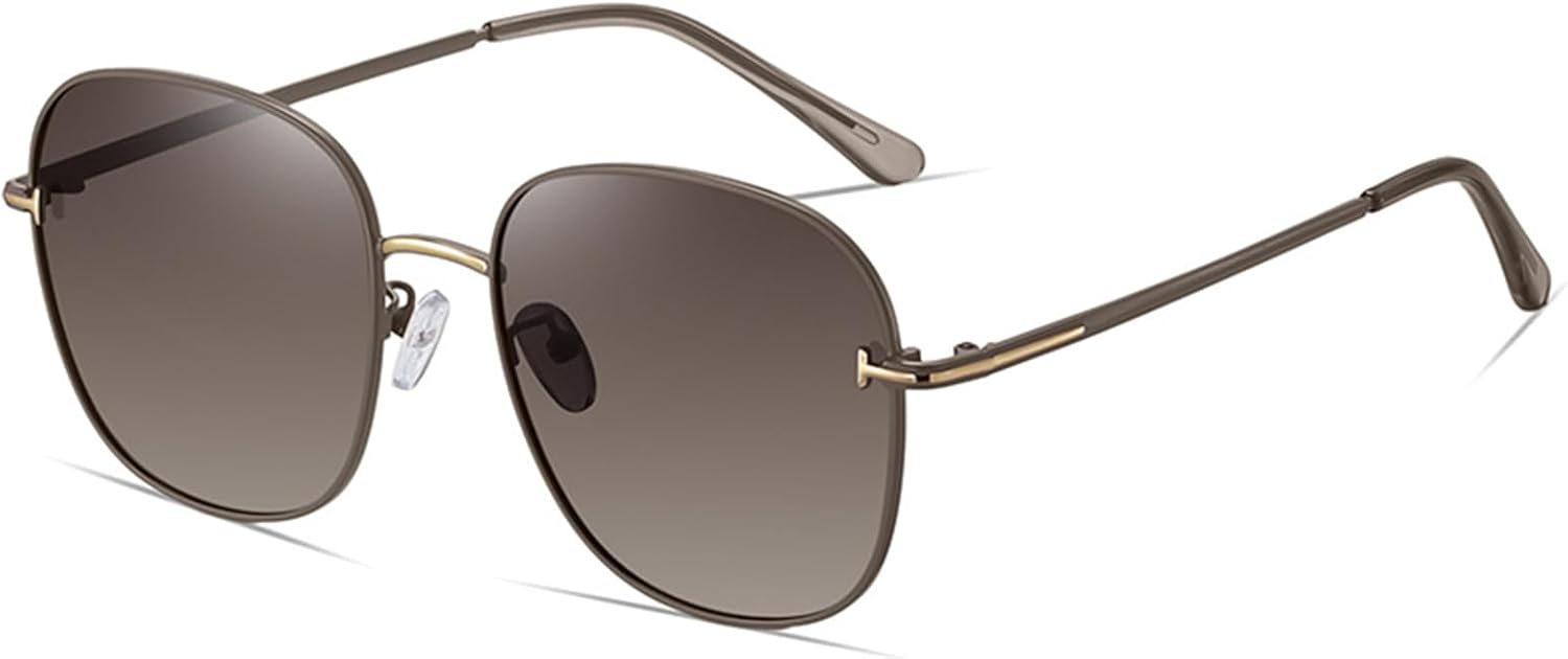 

Женские квадратные поляризованные солнцезащитные очки – ретро-металлическая полноразмерная оправа, защита от УФ-излучения UV400, снижение бликов для вождения Bubmari, C