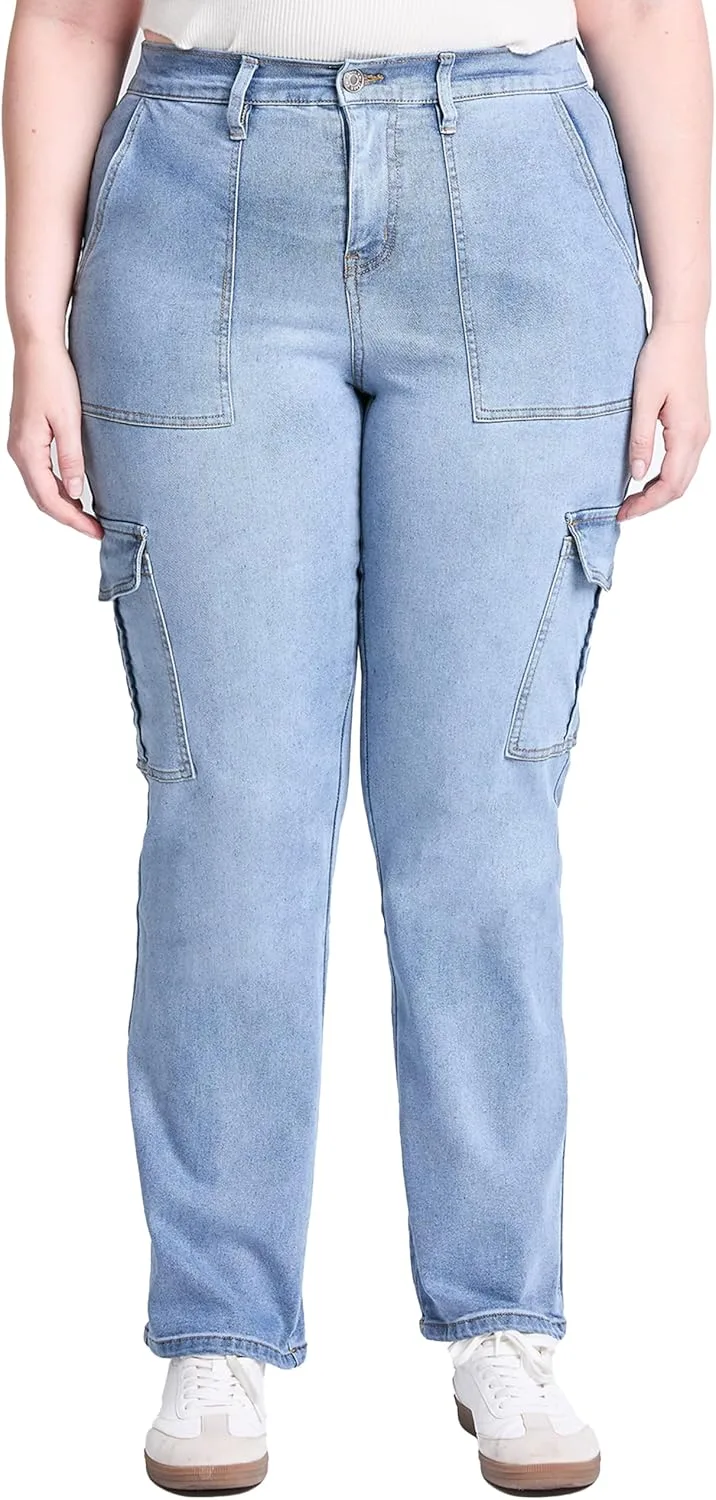 

YMI Women's Plus джинсы с высокой посадкой, эластичным поясом и прямыми штанинами