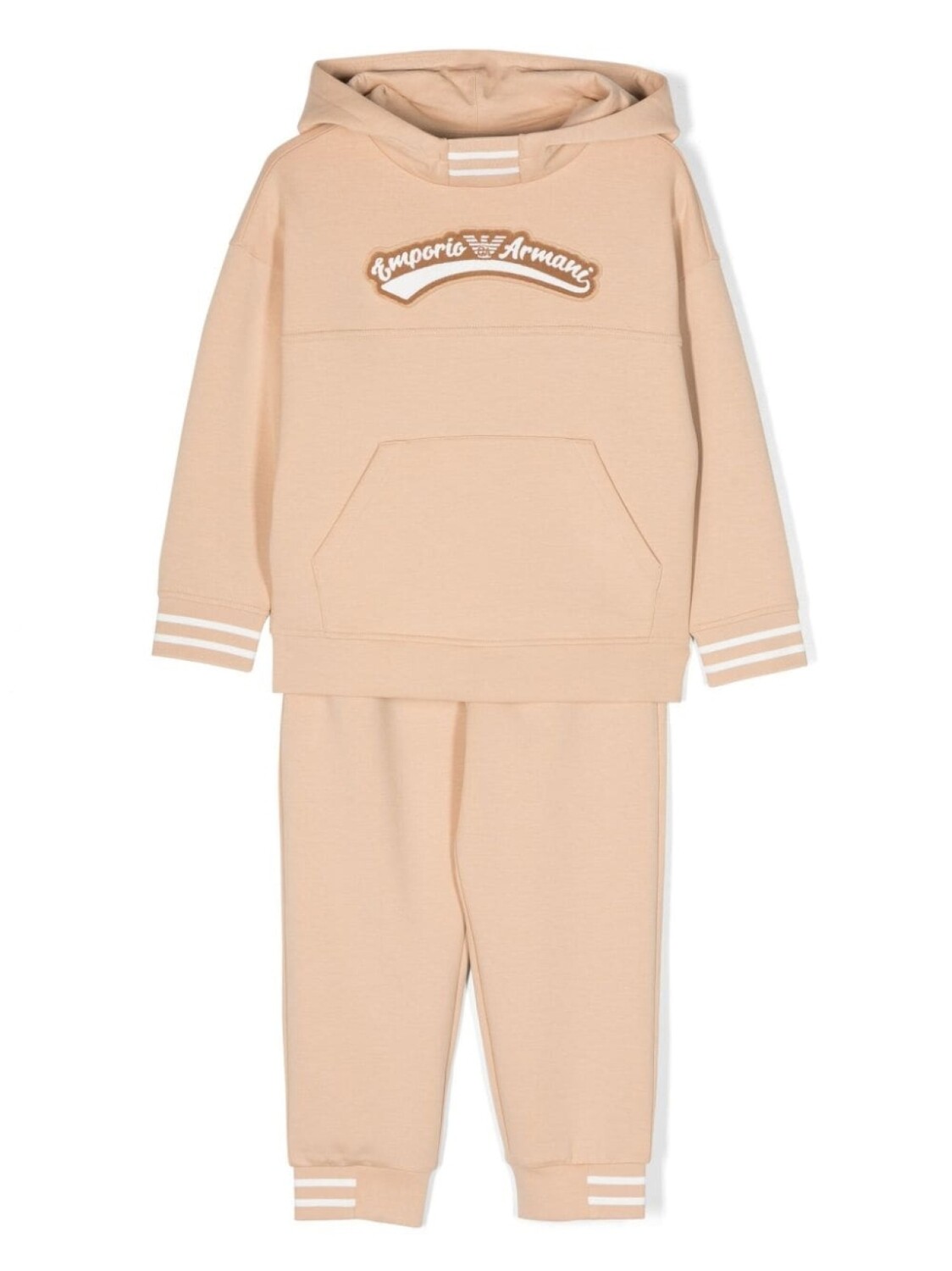 

Спортивный костюм с вышитым логотипом Emporio Armani Kids, бежевый
