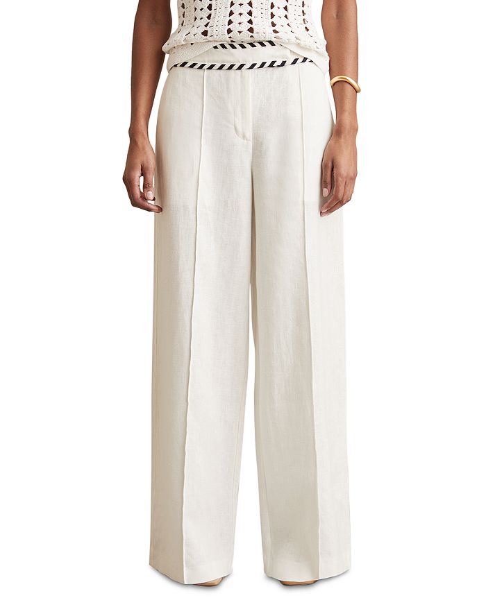 

Льняные брюки с широкими штанинами REISS, белый