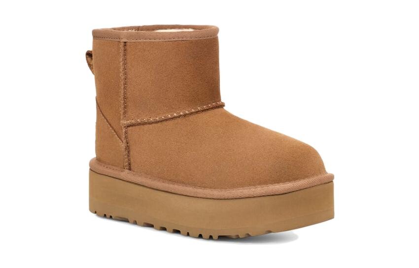 Детские классические мини-сапожки на платформе Ugg, коричневый — фото 3