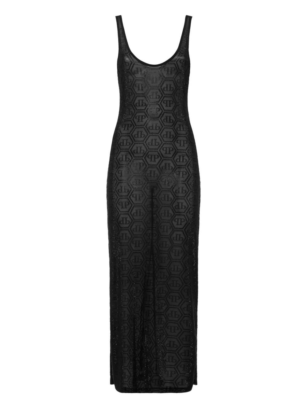 

Платье миди Tulle Monogram Strass Philipp Plein, черный