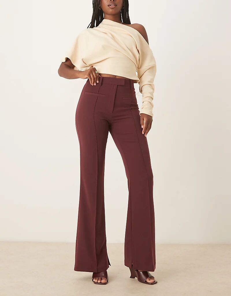 

Облегающие брюки-клеш ASOS DESIGN сливового цвета