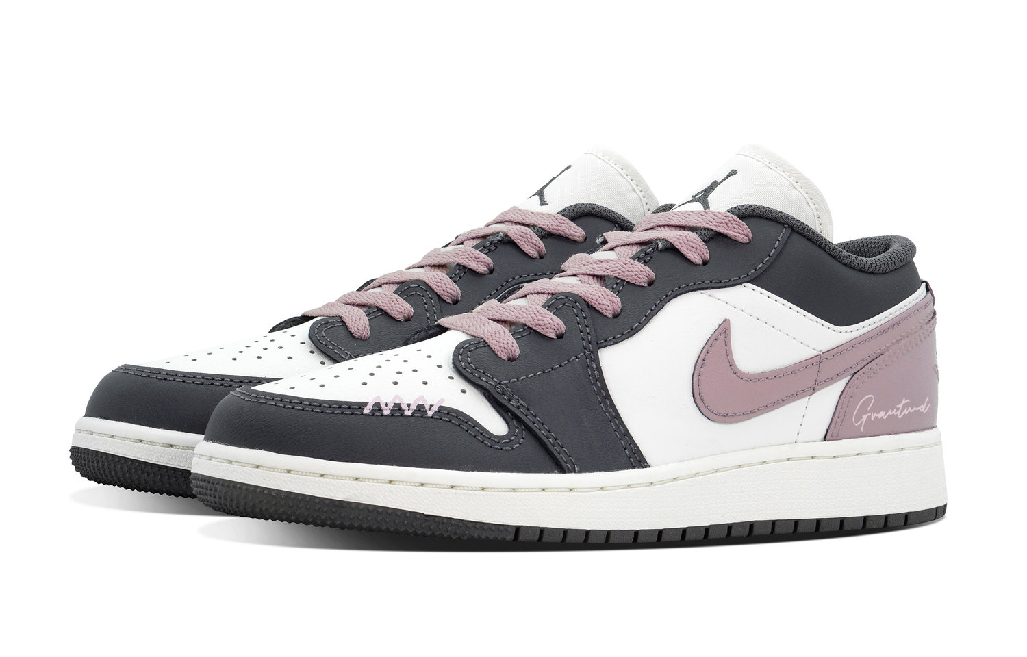 Jordan Air 1 DEER Cinnamon Powders Кожаные устойчивые к истиранию низкие детские баскетбольные кроссовки Black Pink — фото 4