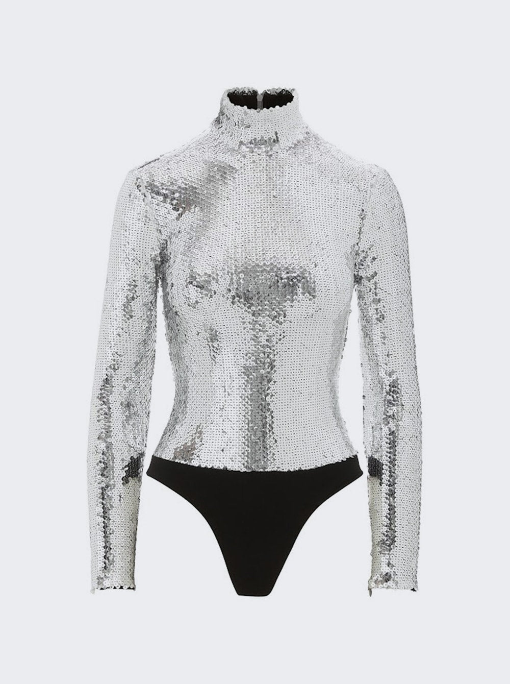 

Боди с длинными рукавами и пайетками Brandon Maxwell, серебряный
