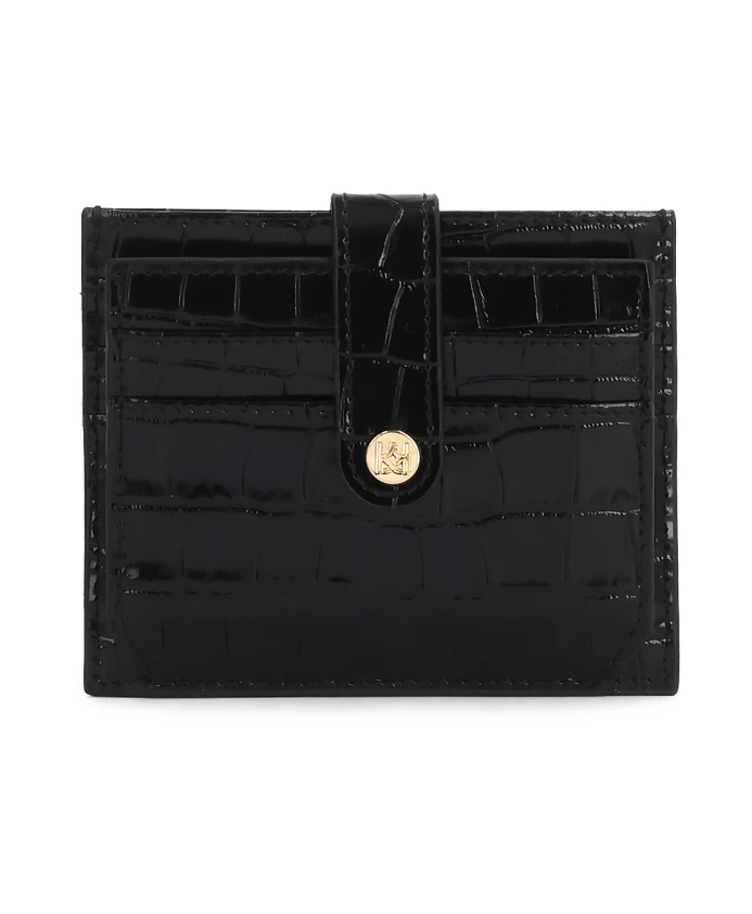 

Практичный кожаный кошелек с тисненым узором Kazar, черный