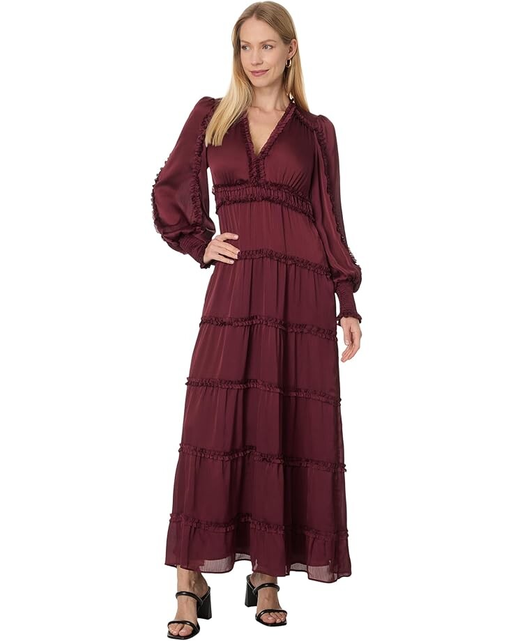 

Платье CeCe Plisse Ruffle Maxi Dress, цвет Deep Red