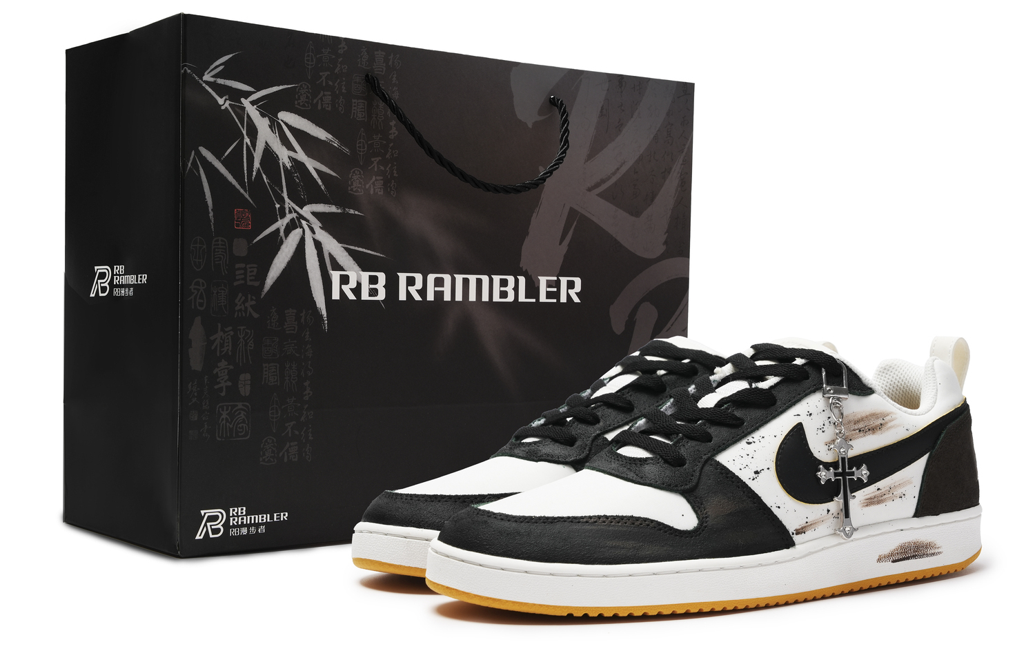 

Nike Мужские износостойкие низкие скейтбордные кроссовки Court Borough, черный с коричневым рисунком