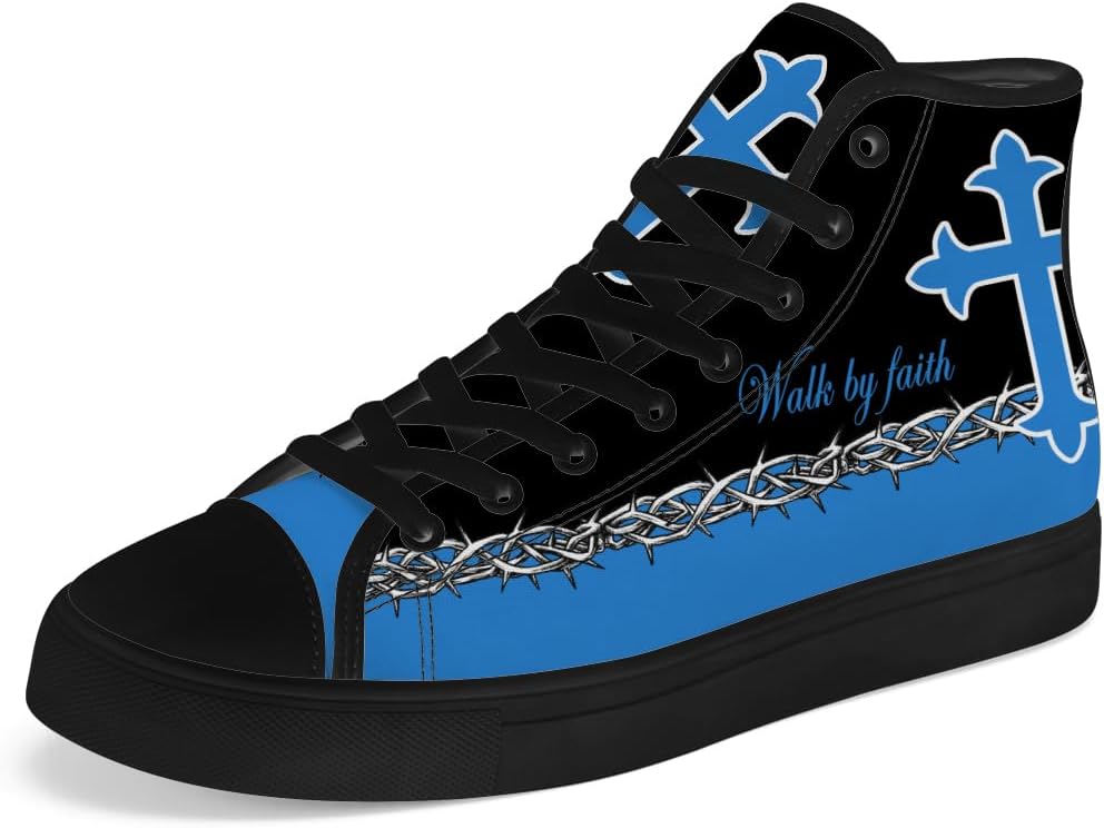

Кеды на высокой подошве chebing для мужчин и женщин, Faith Over Fear, с верхом из ткани, шнуровкой, повседневные, подарок для мужчин и женщин, синий