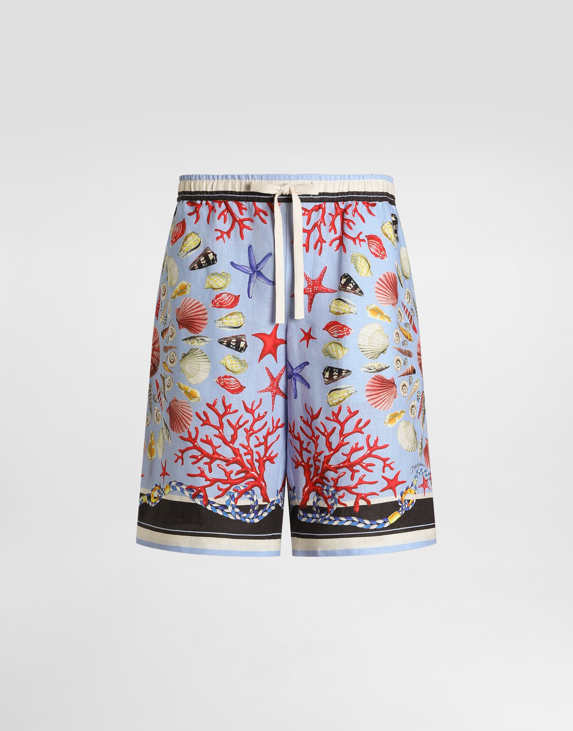 

Льняные брюки из холста с принтом ракушек Dolce & Gabbana, мультиколор