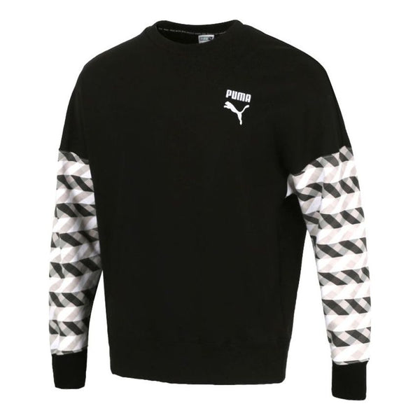 

Свитер kontrast crew neck sweater 'black white' Puma, черный