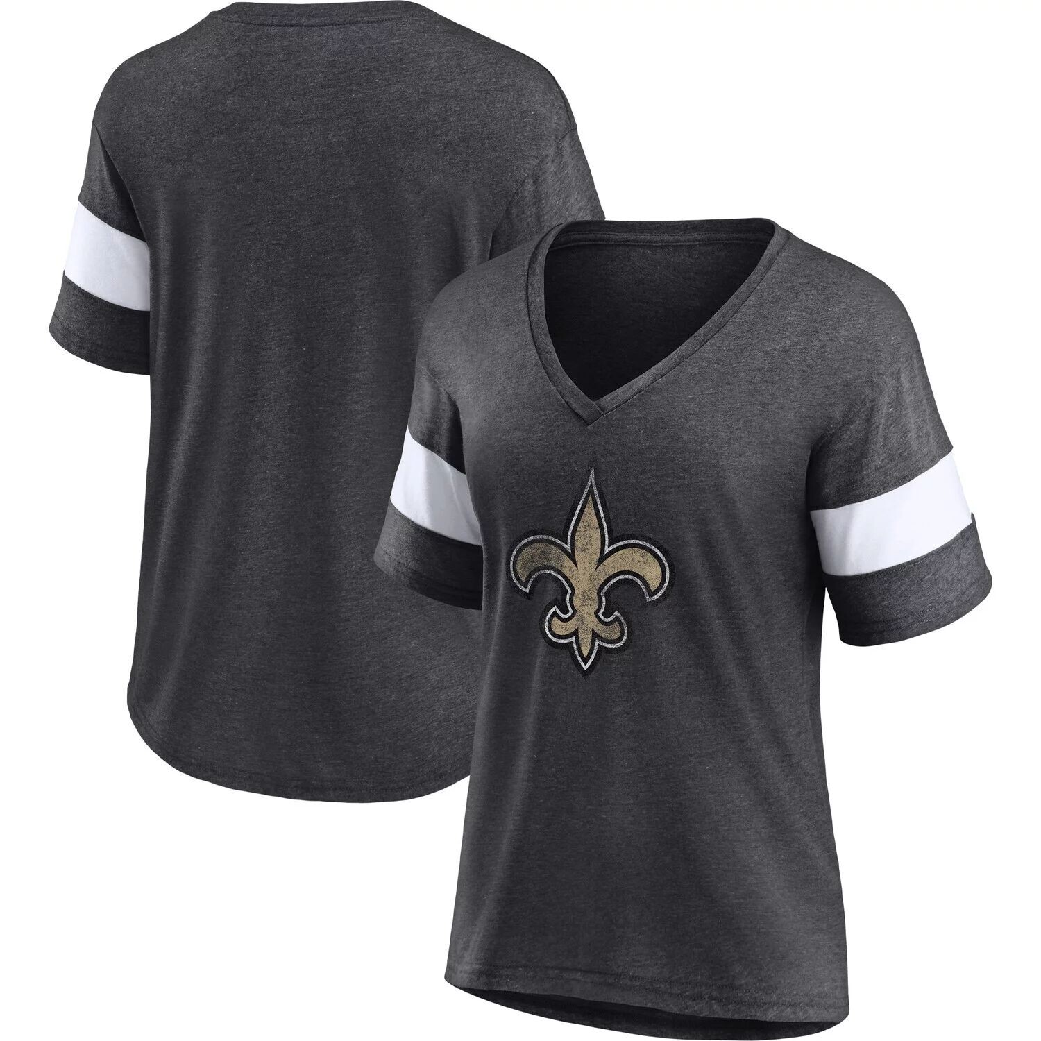 

Женская темно-серая/белая футболка Fanatics Distressed Team Tri-Blend с v-образным вырезом New Orleans Saints Fanatics, Белый, Женская темно-серая/белая футболка Fanatics Distressed Team Tri-Blend с v-образным вырезом New Orleans Saints Fanatics