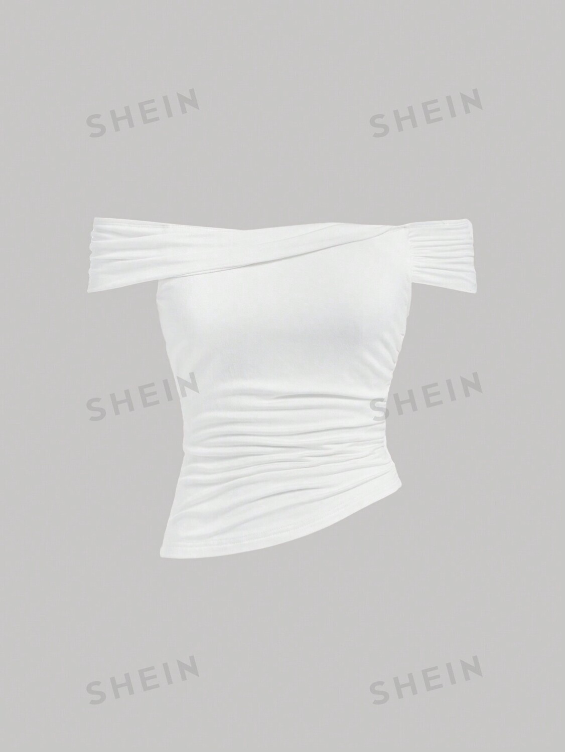 

Топ облегающий Shein Mod с открытыми плечами, белый