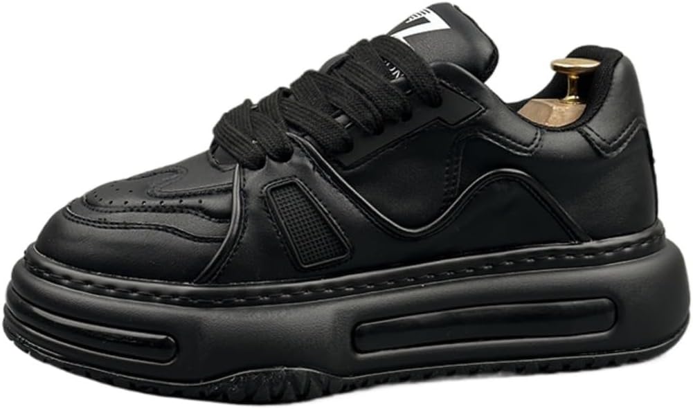 

Мужские минималистичные кроссовки Y2K из искусственной кожи с приподнятой подошвой, комфортное увеличение роста для повседневной носки, с массивной 5 см подошвой и современным спортивным стилем Ctkvbmeoi, черный