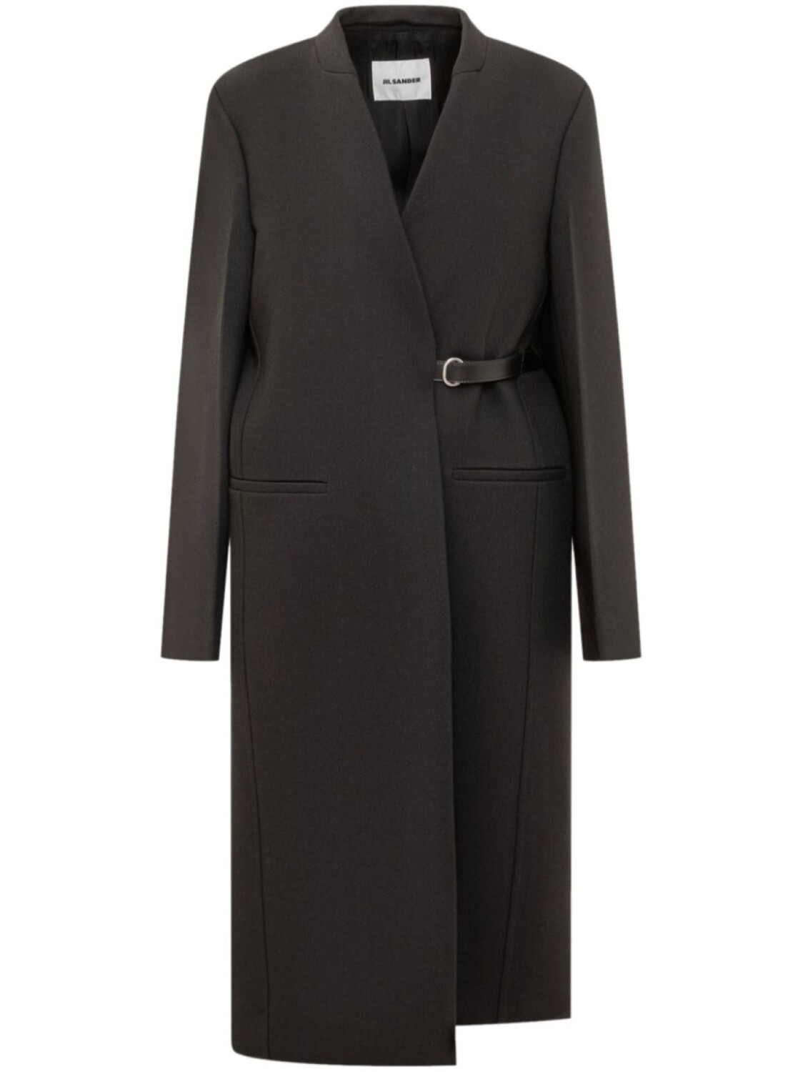 

Пальто из натуральной шерсти с поясом Jil Sander, черный