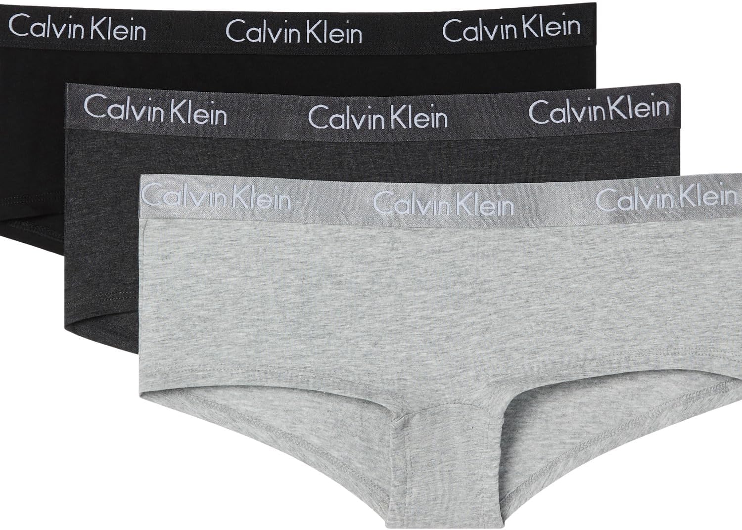 

Женские трусики-шорты Calvin Klein Motive Cotton Boyshorts, 3 шт., Black/Charcoal Heather/Grey Heather