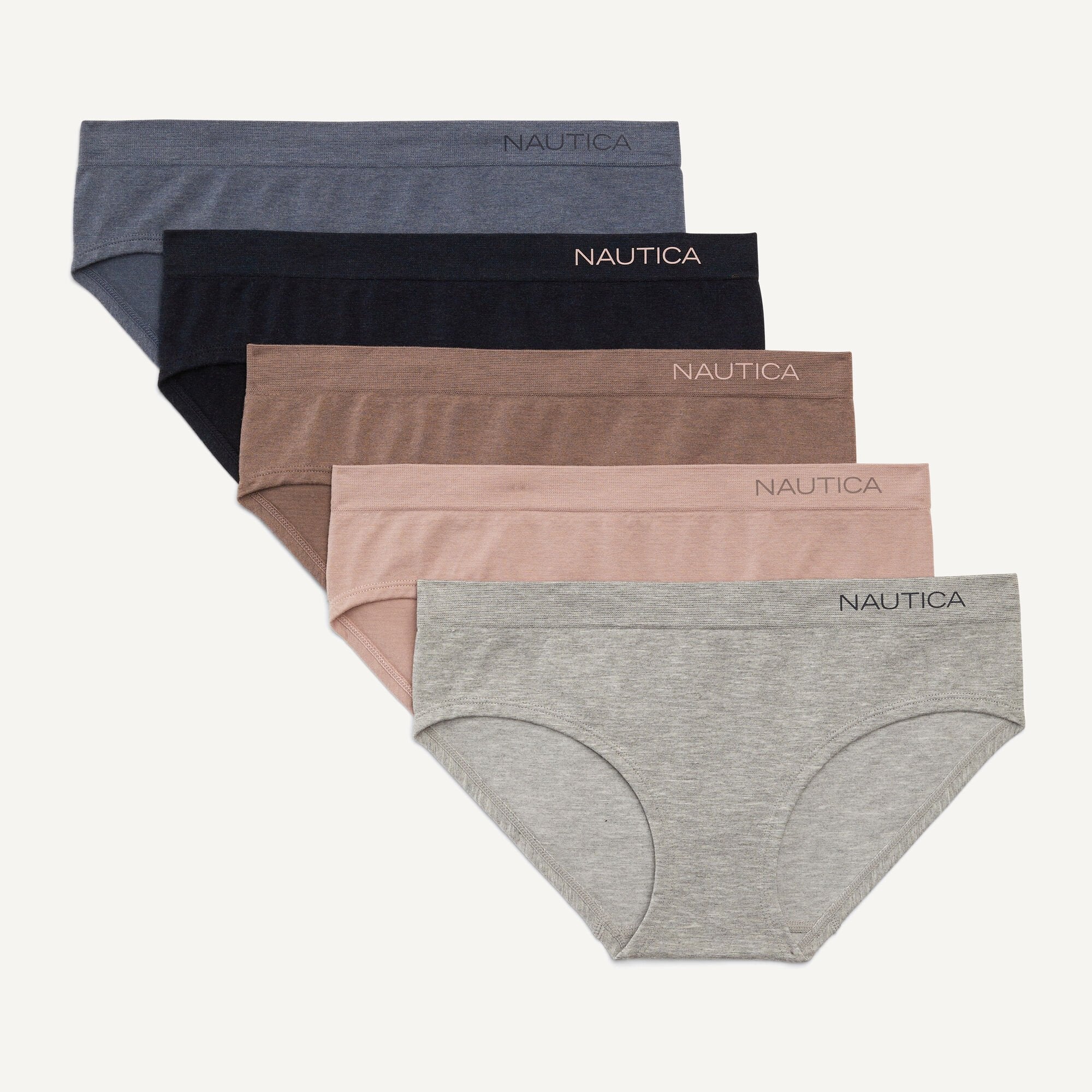 

Женские бесшовные трусы-хипстеры Nautica, 5 шт. в упаковке, цвет dark brown clssc ltr ow