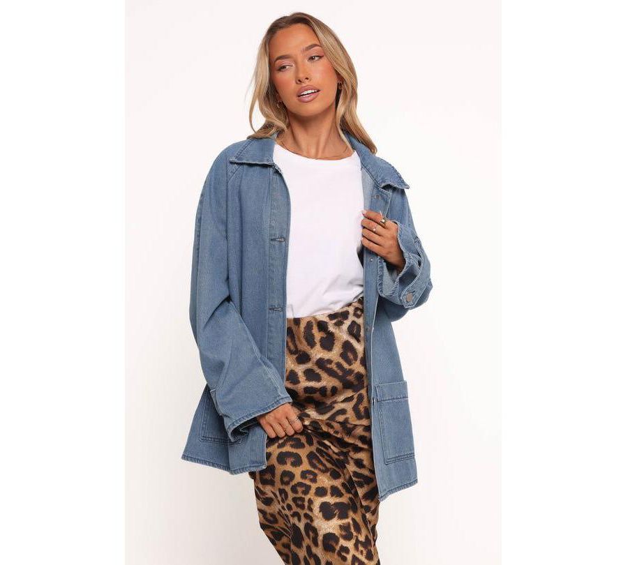 

Женская куртка-рубашка Novan Oversized Shacket - джинсовая, размер 10 Petal and Pup, Blue