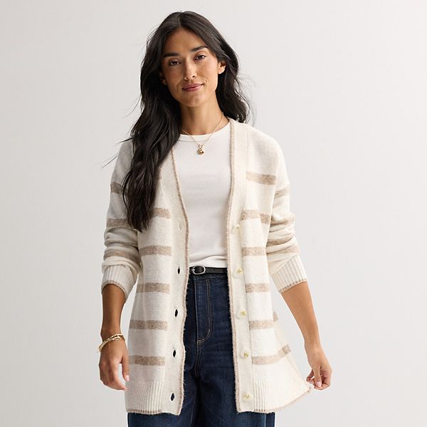 

Женский полосатый кардиган-туника Sonoma Goods For Life, Ivory Cream Stripe