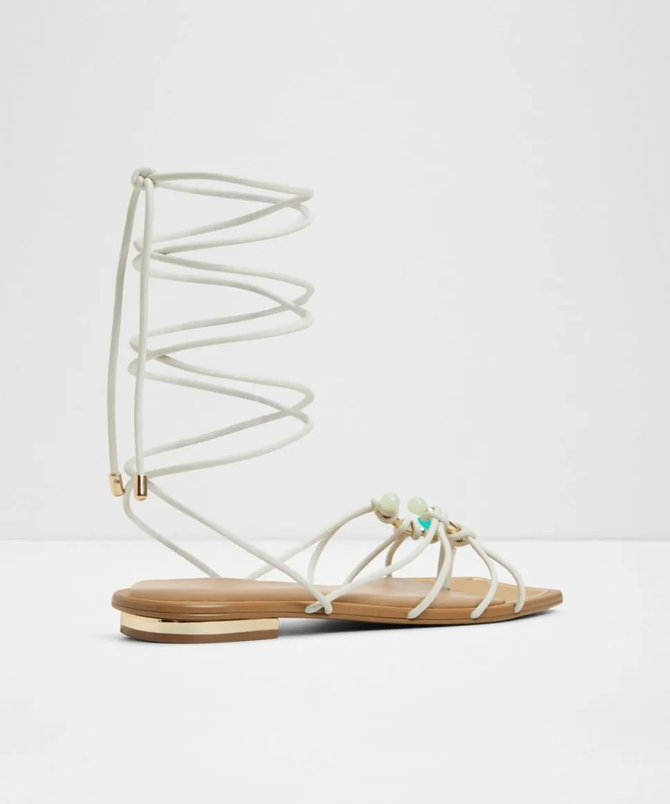 Женские сандалии на плоской подошве с квадратным носком Aldo, белый — фото 2
