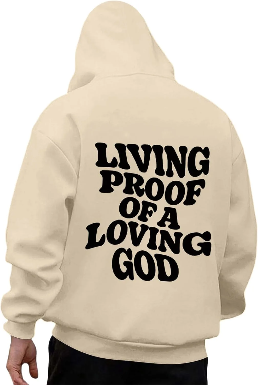 

Мужской худи с длинным рукавом и принтом, свободный крой