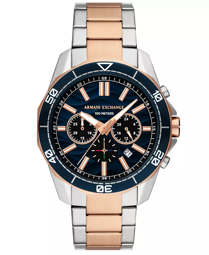 

Мужские кварцевые хронографы из двухцветной нержавеющей стали, часы 44 мм A|X Armani Exchange