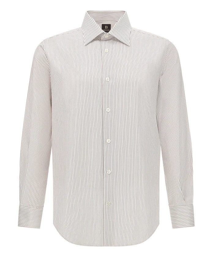 

Полосатая хлопковая рубашка Boggi Milano, коричневый