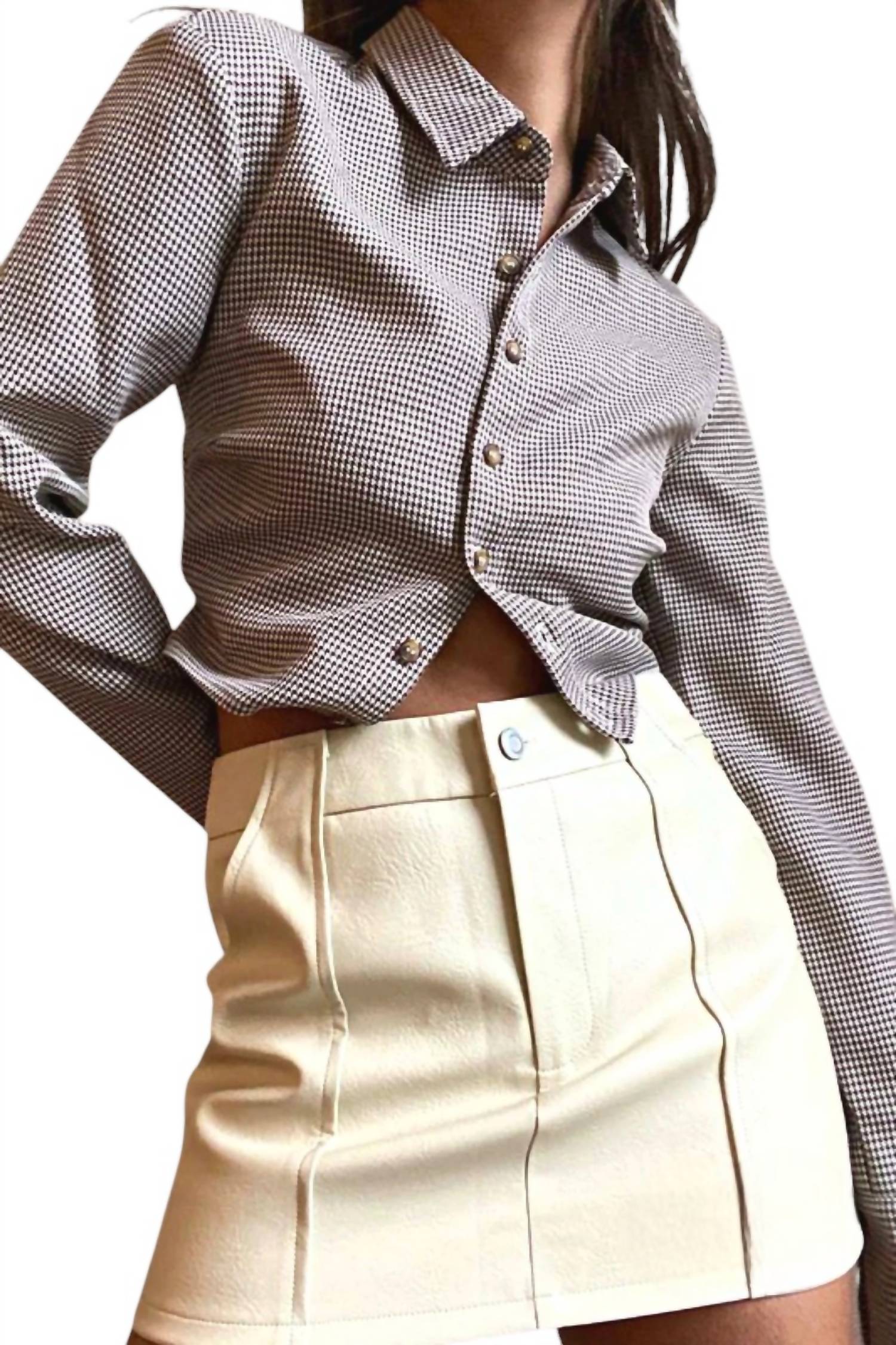 

Блуза Mazie Gingham с открытой спиной коричневого цвета Et Clet