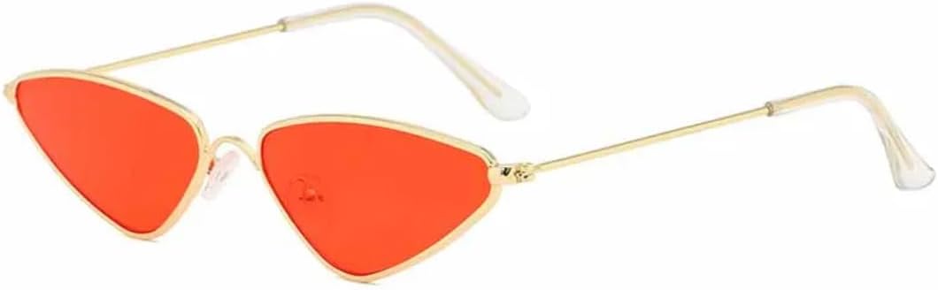 

Женские солнцезащитные очки в маленькой треугольной металлической оправе, винтажный стиль, модные солнцезащитные очки с защитой от УФ-излучения UV400 TVTBBVV, Gold Red