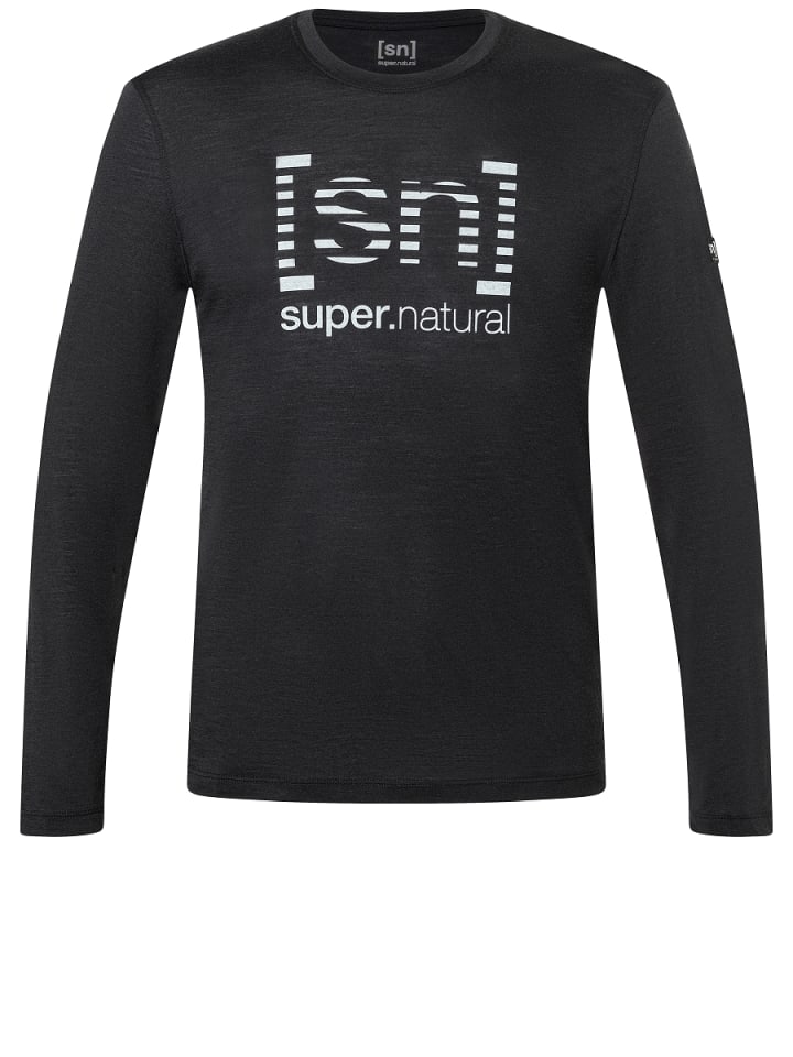 

Лонгслив super.natural Merino Longsleeve GRID LOGO LS, черный