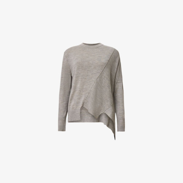 

Джемпер Allsaints Isla Crewneck с асимметричным подолом, серый