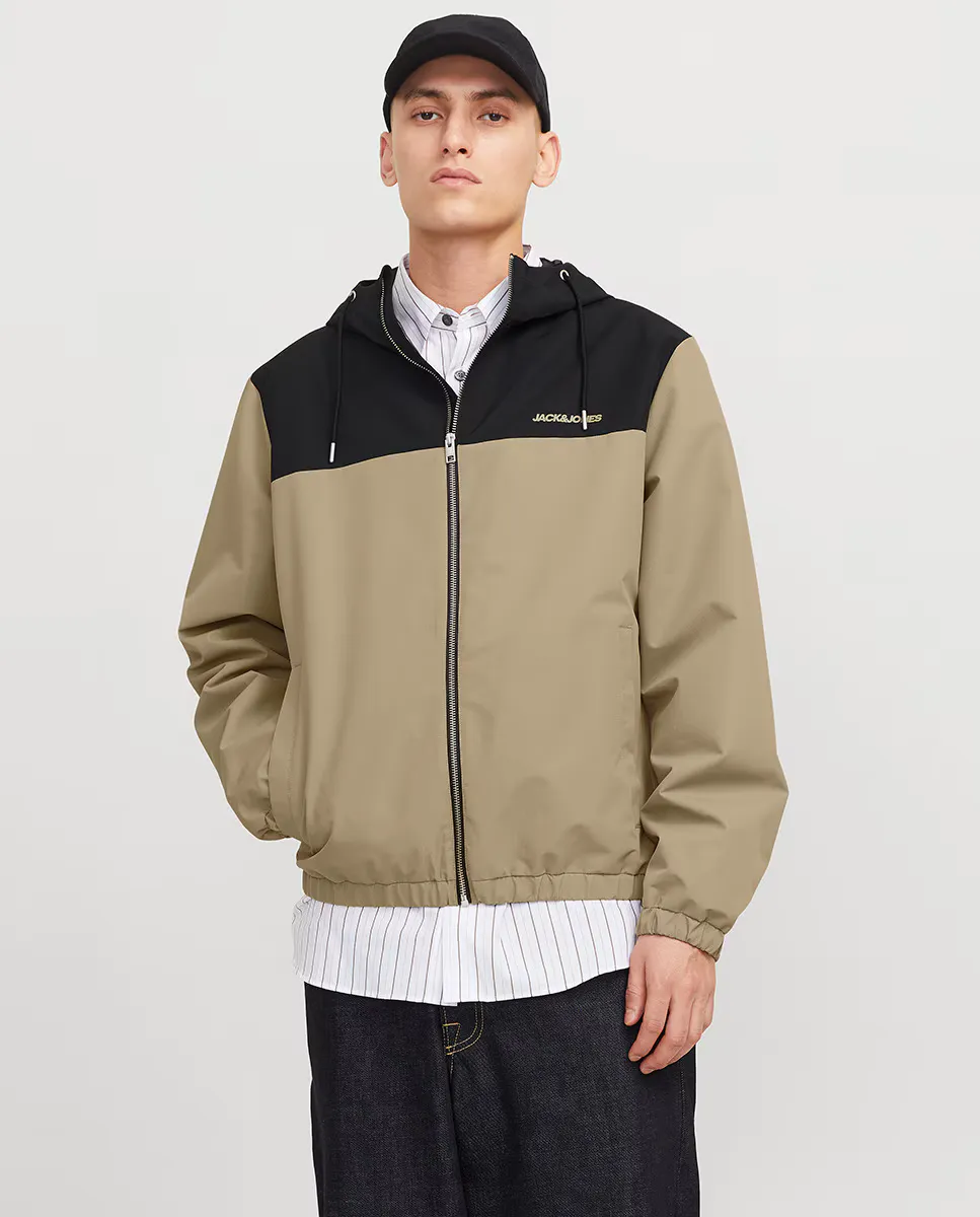 

Мужская легкая куртка на молнии с капюшоном Jack & Jones, светло-коричневый