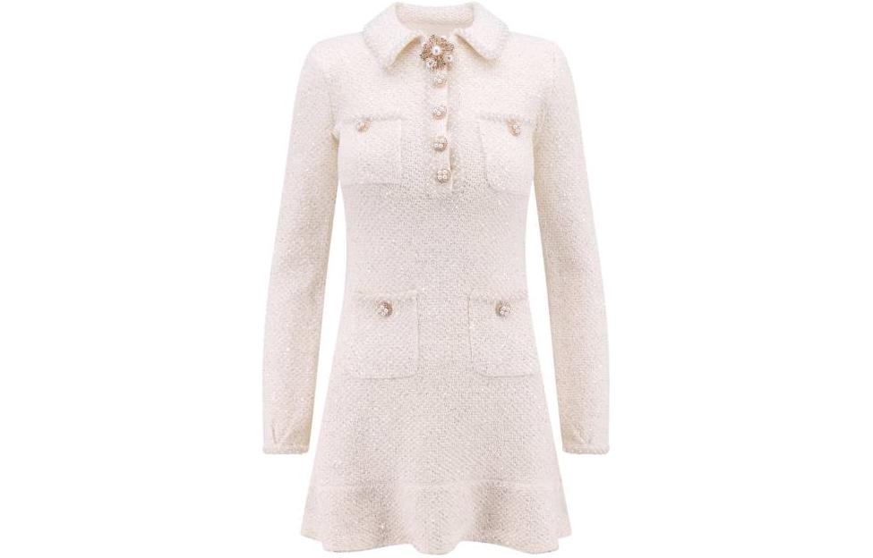 

Женское платье с длинными рукавами белое Self-portrait