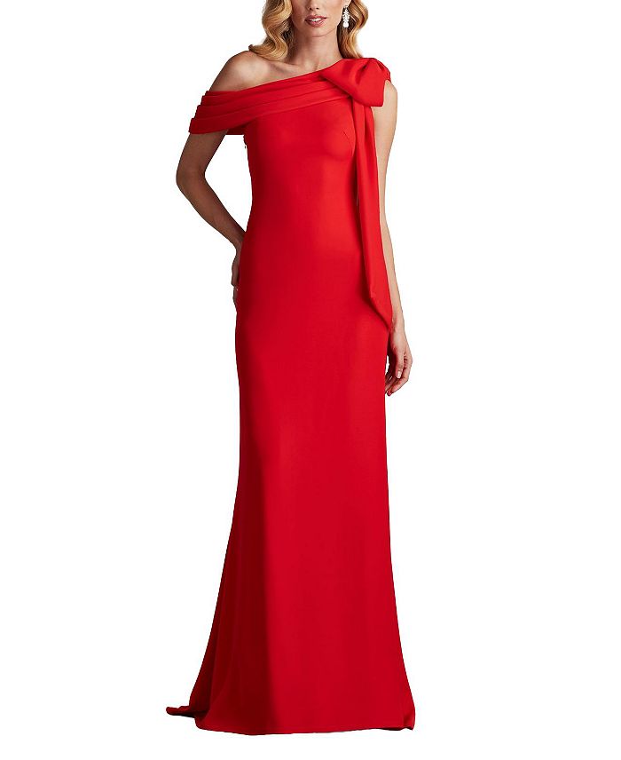 

Кассия Платье из крепа с бантом на плече Tadashi Shoji, красный