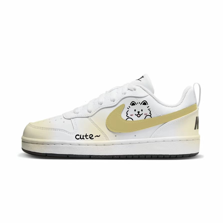 

Nike Кроссовки для скейтбординга Court Borough Light Yellow Samus Low top Kids' бело-желтые для подростков